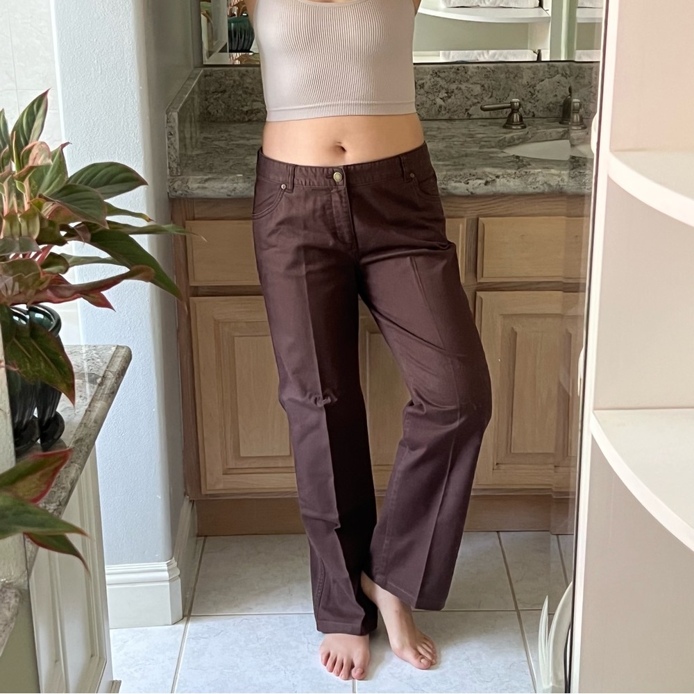 Woolrich Women’s Mid Rise Straight Wide Leg Stretch Pants 5 Pocket Khaki Brown 8